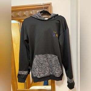 Black Graphic Graffiti Fleece Lined Hoodie